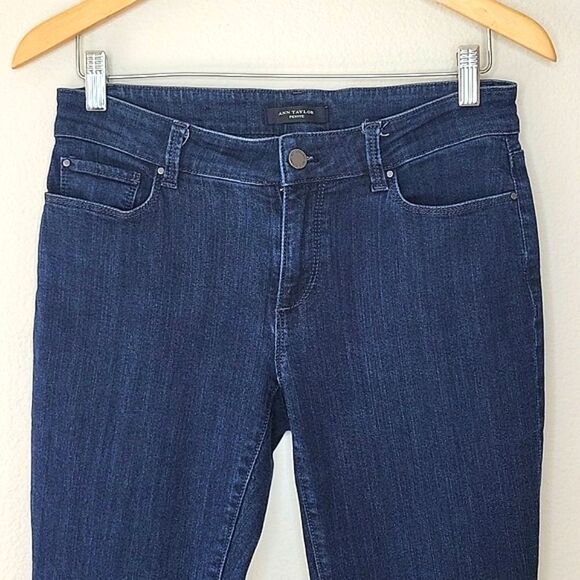 ANN TAYLOR The Slim Curvy Fit Petite Dark Blue Denim Jeans size 6P - Picture 2 of 10